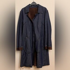 Reversible Suede and Denim Trench Coat